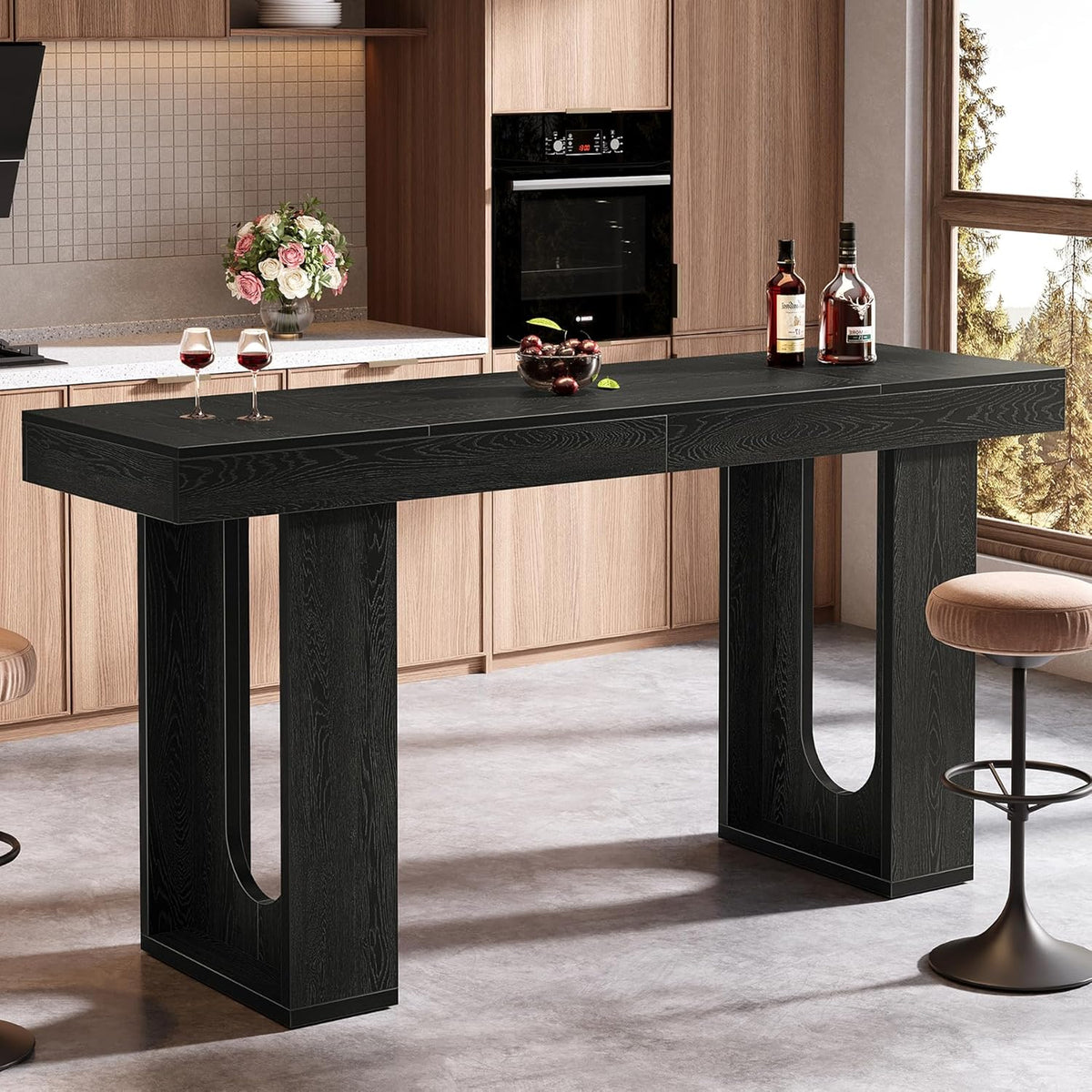 Tribesigns 70.9-Inch Extra Long Bar Table, Modern Counter Height Pub Table, Rectangular Home Coffee Bar Unit with Sturdy Legs, for Living Room, Kitchen, Bistro, Black