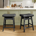 MAISON ARTS 24" Counter Height Bar Stools Set of 2, Black, Black Legs