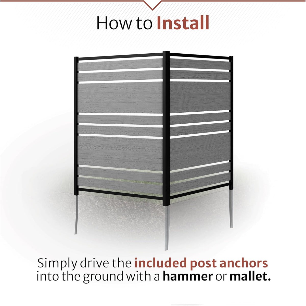 Enclo Vienna Privacy Screen, Charcoal Vinyl DIY No Dig Kit