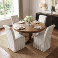 chairus Slipcovered Parsons Dining Chairs Set of 6, Upholstered Dining Room Chairs with Removable Linen Cover & High Back, Modern Farmhouse Wooden Side Kitchen Chairs, Khaki Stripe