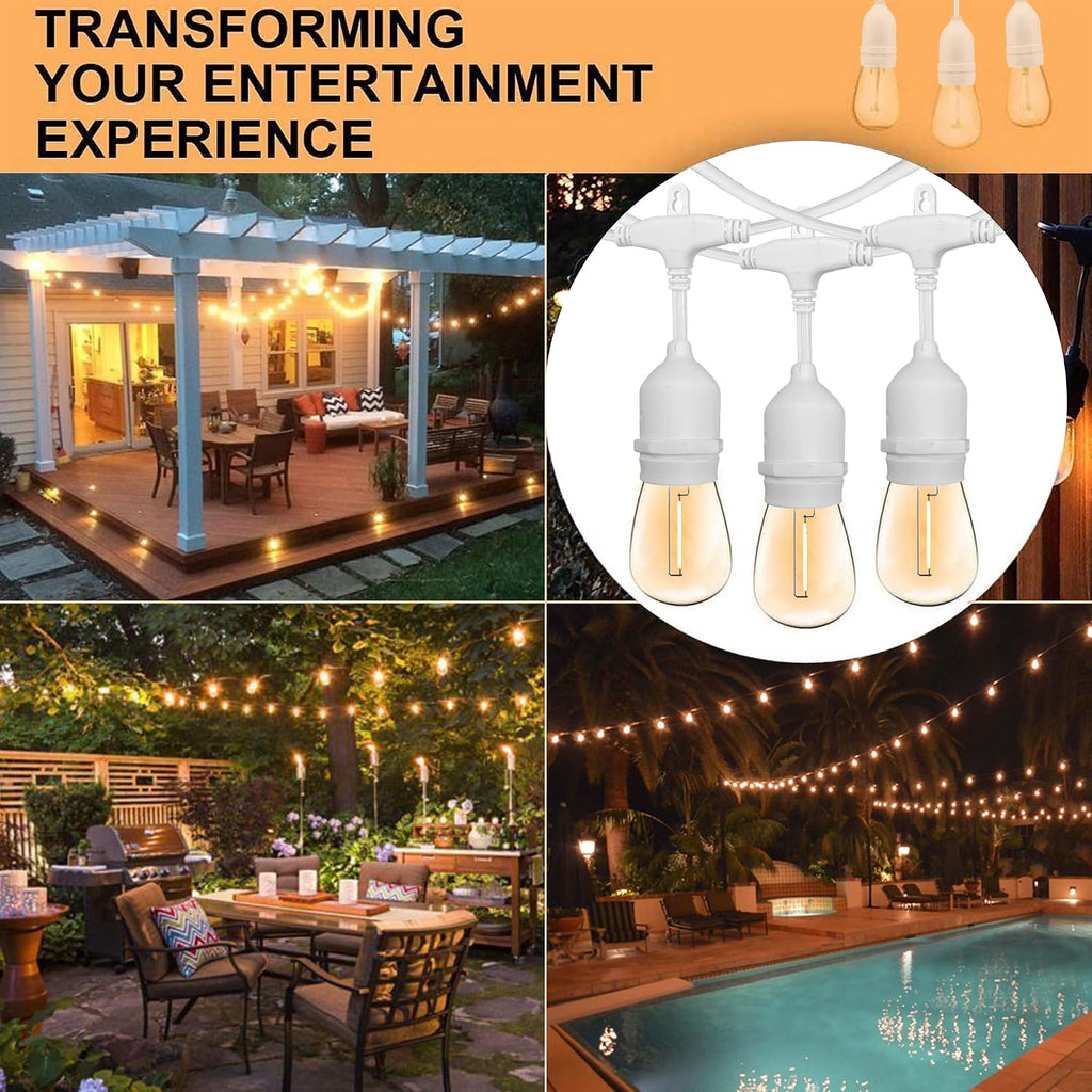 Banord 50FT Outdoor String Lights, S14 Waterproof Patio Lighting, White