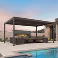 PURPLE LEAF Patio Louvered Pergola 11' x 15' Outdoor Hardtop Gazebo Bronze