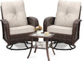 wildformers Luxury Outdoor Swivel Wicker Glider Patio Chairs with Table Set
