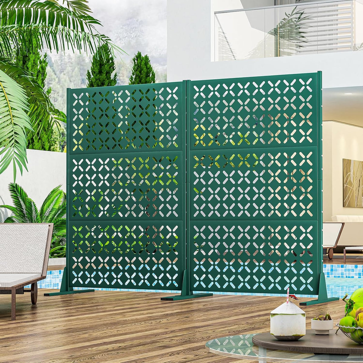 Metal Outdoor Privacy Fence 72" H×45.7" W Balcony Privacy Screen