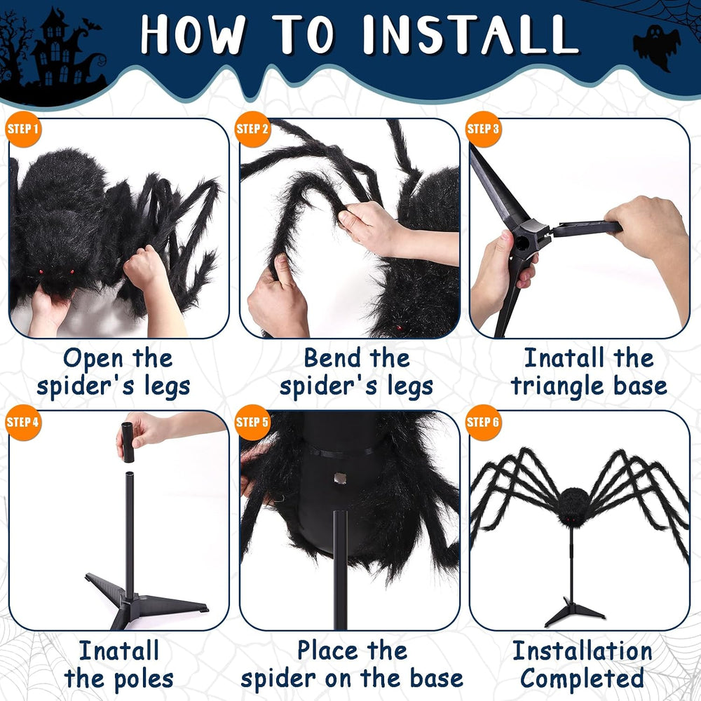 15FT Halloween Giant Spider Outdoor Decorations - Scary Large Spider Props