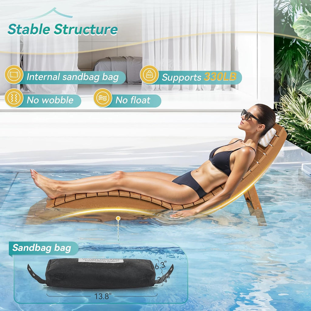 Folding Pool Lounge Chairs, Pre-Assembled for 8-Inch Depth