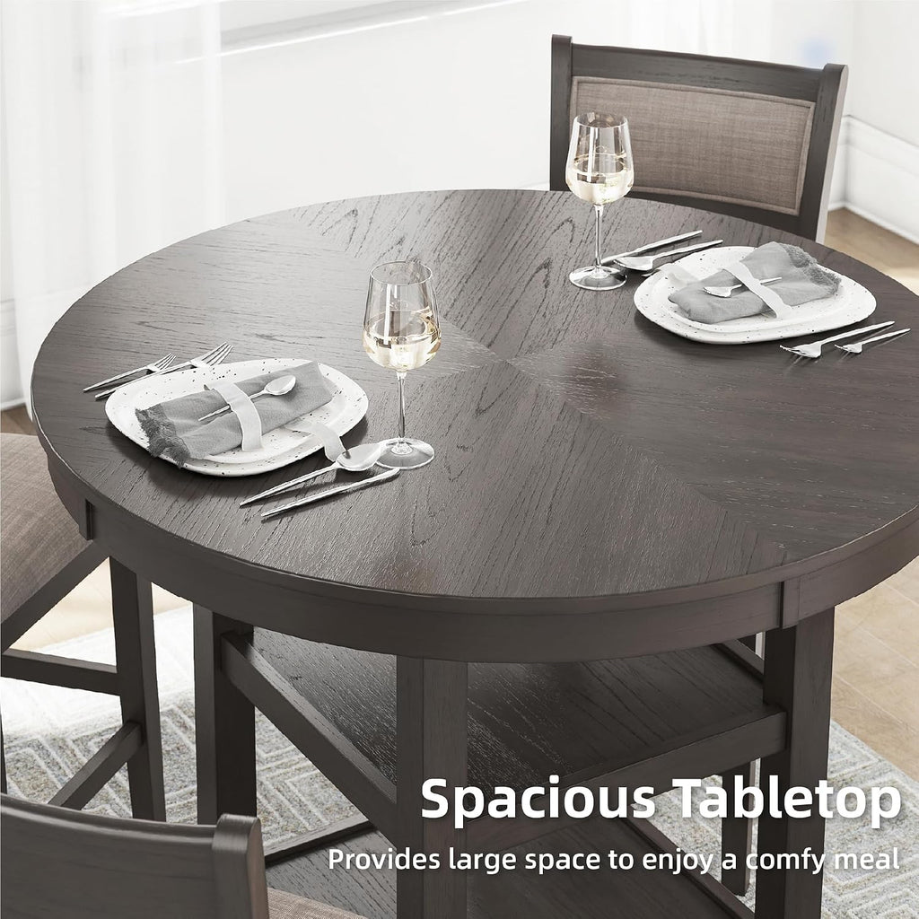 Signature Design by Ashley 5-Piece Round Counter Height Dining Set, Gray