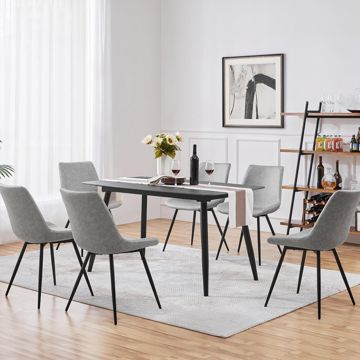 Yaheetech Dining Chairs Set of 2 Mid Century Modern Kitchen Chairs Gray