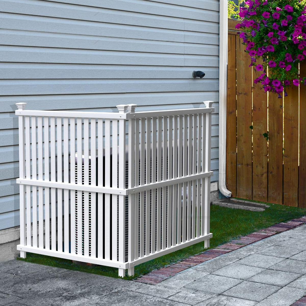 Enclo Wilmington Privacy Screen 1pk, White Vinyl DIY No Dig Kit