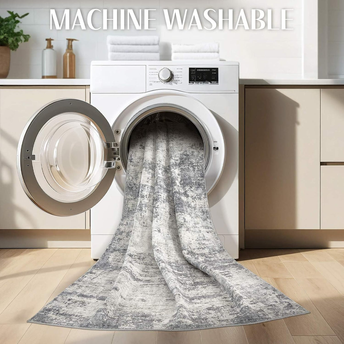Washable 9x12 Area Rugs for Living Room: Abstract Modern Home Decor Rug