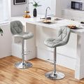 Yaheetech Bar Stools Set of 2 Adjustable Height Swivel Barstools Light Gray