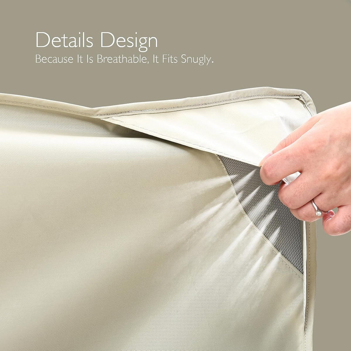 Waterproof Patio Table Cover for 6-Seat Dining Set with Bag Beige