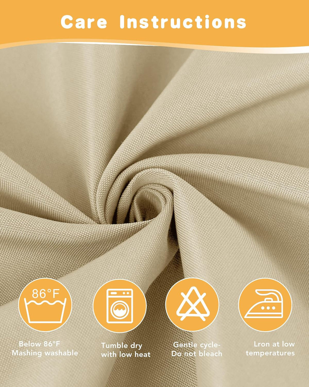 HolidayIdeas Outdoor Curtains for Patio Waterproof 4 Pcs 54x84 Inch Cream