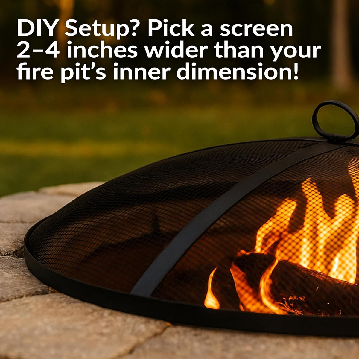 Sunnydaze Heavy Duty Steel Metal Mesh Fire Pit Screen, Round, 36" Dia