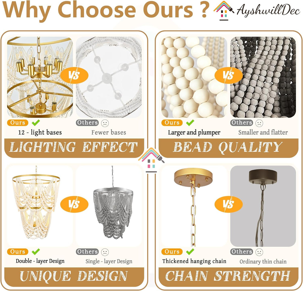 12-Light 25.6" Boho Wood Beaded Chandelier for Living Room, H88 Adjustable 2-Tier Gold Large Boho Chandelier for Entryway, Dimmable Coastal Chandeliers for Bedroom Foyer Staircase