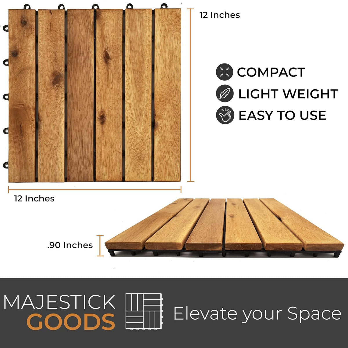 majestick goods 24-pack long slat acacia wood interlocking, package contents