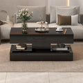OC Orange-Casual Modern High Gloss LED Coffee Table, 2-Tier Center Table
