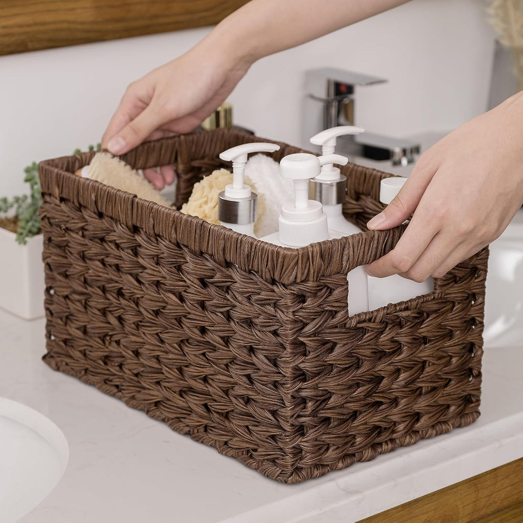 GRANNY SAYS Wicker Storage Baskets for Shelves, Brown Wicker Baskets,2-Pack
