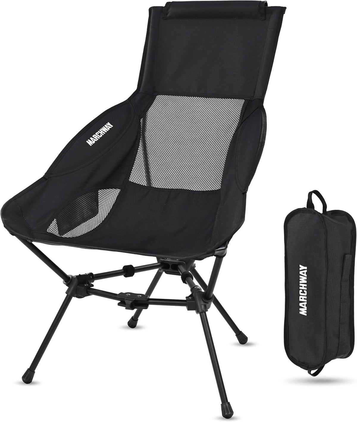 MARCHWAY Lightweight High Back Folding Camping Chair with Head Support