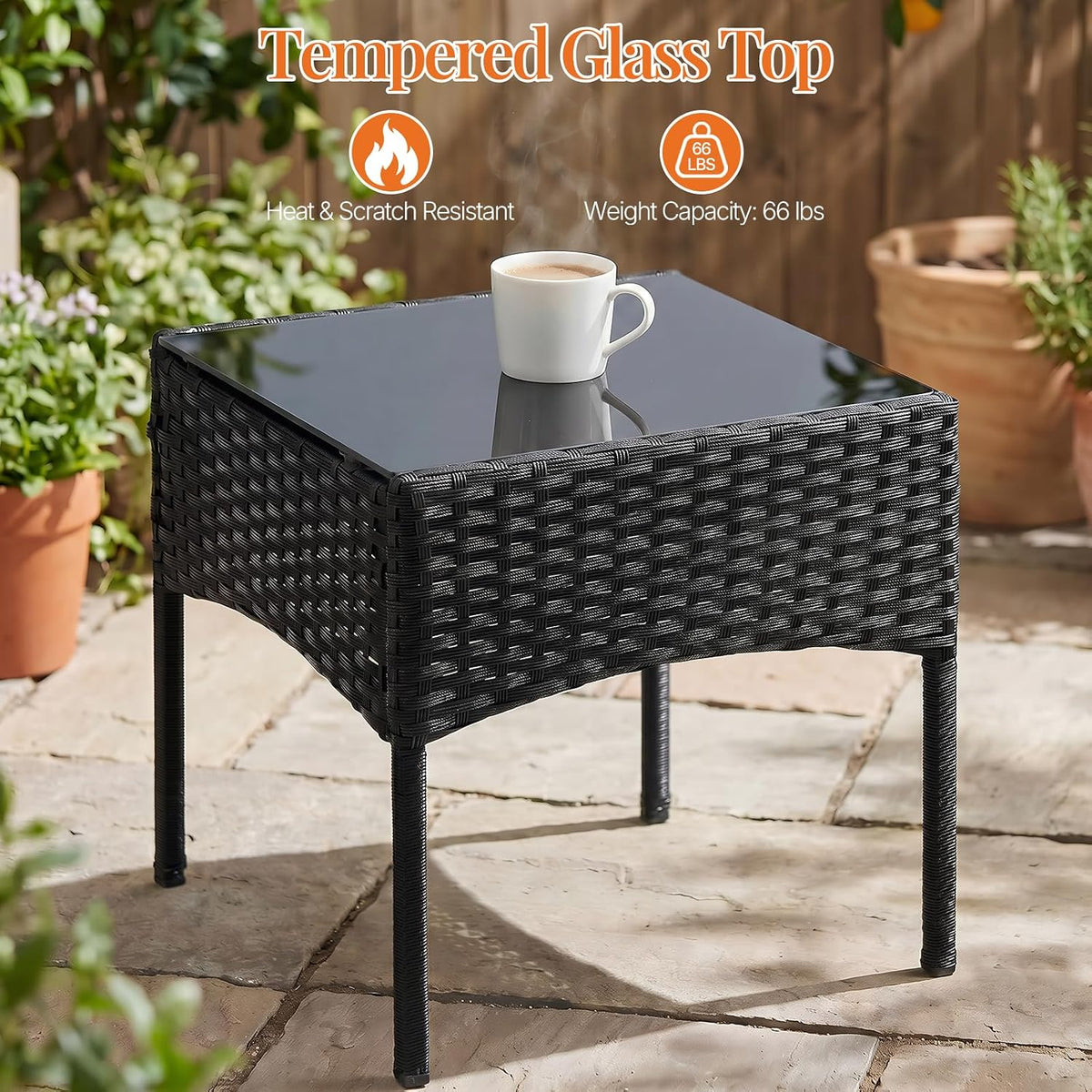 Sweetcrispy Outdoor Wicker Bistro Set, 3-Piece Patio Furniture, Black