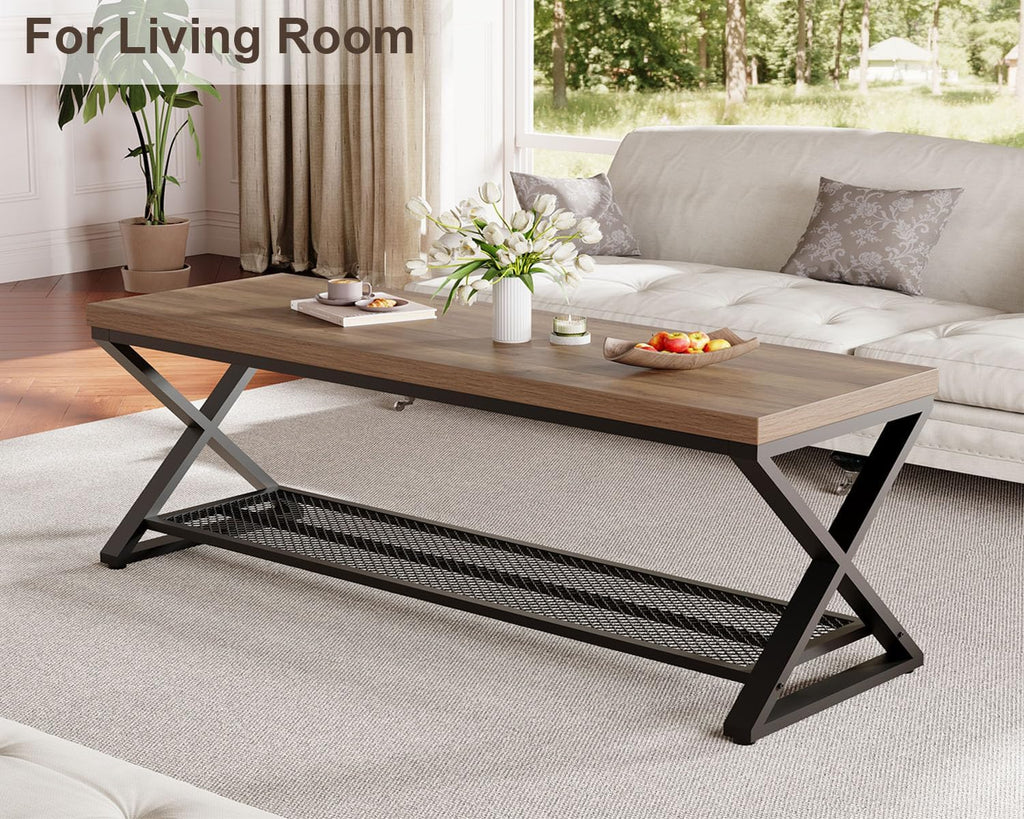 LVB Entryway Bench, Indoor Shoe Bench with Storage & Seating Rustic Oak 47"