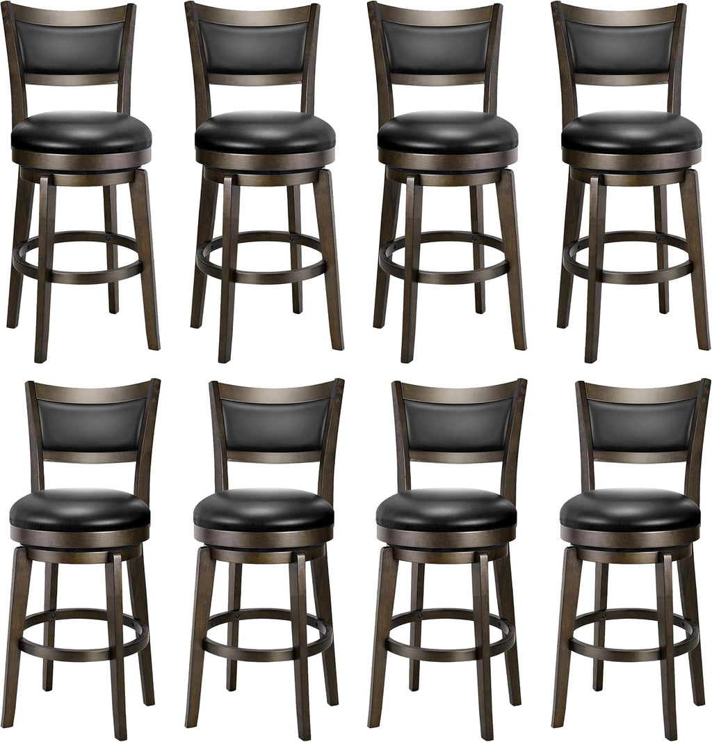 PrimeZone Swivel Bar Stools Set of 8, 24 Inch Counter Height Barstools