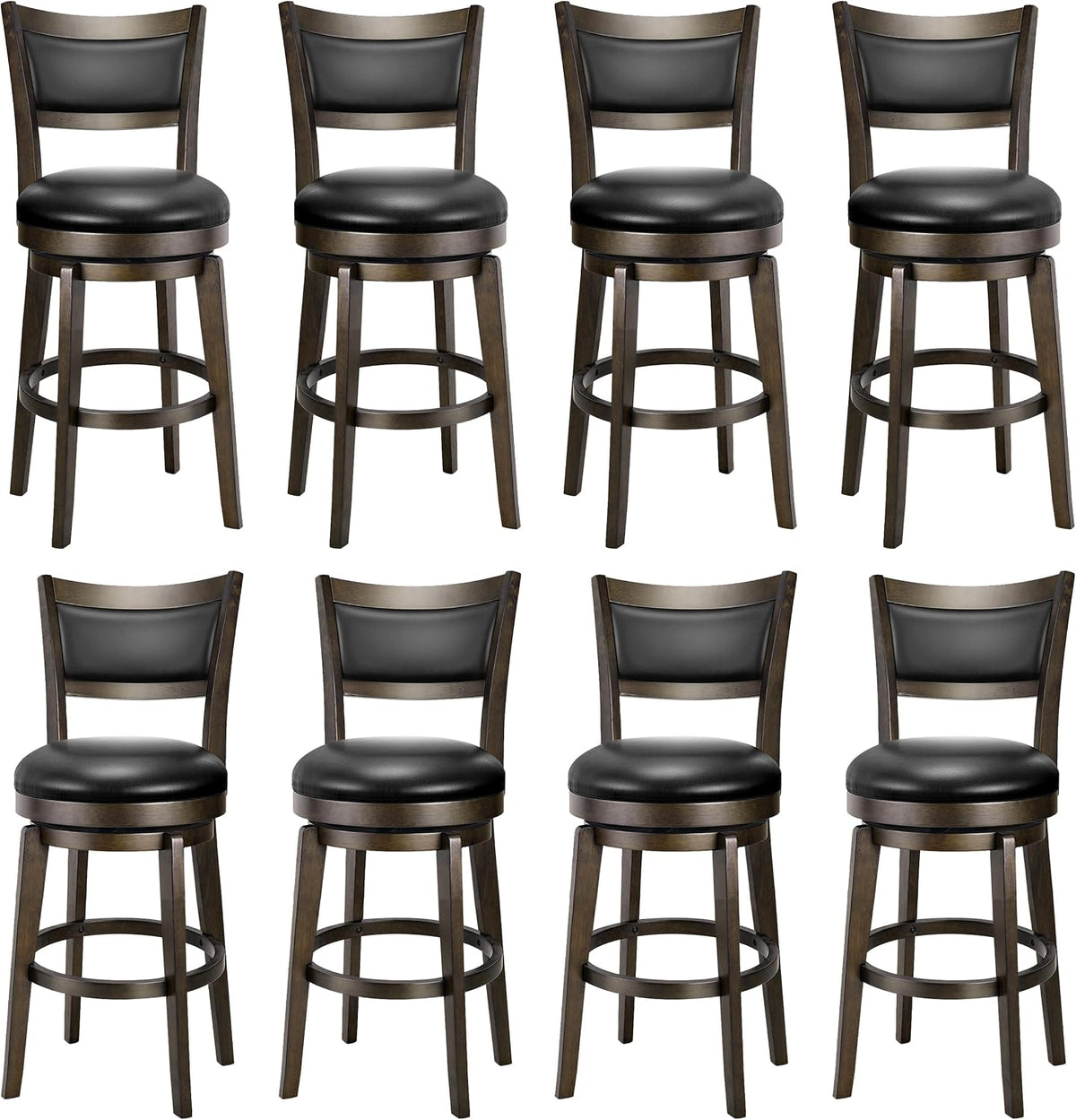 PrimeZone Swivel Bar Stools Set of 8, 24 Inch Counter Height Barstools