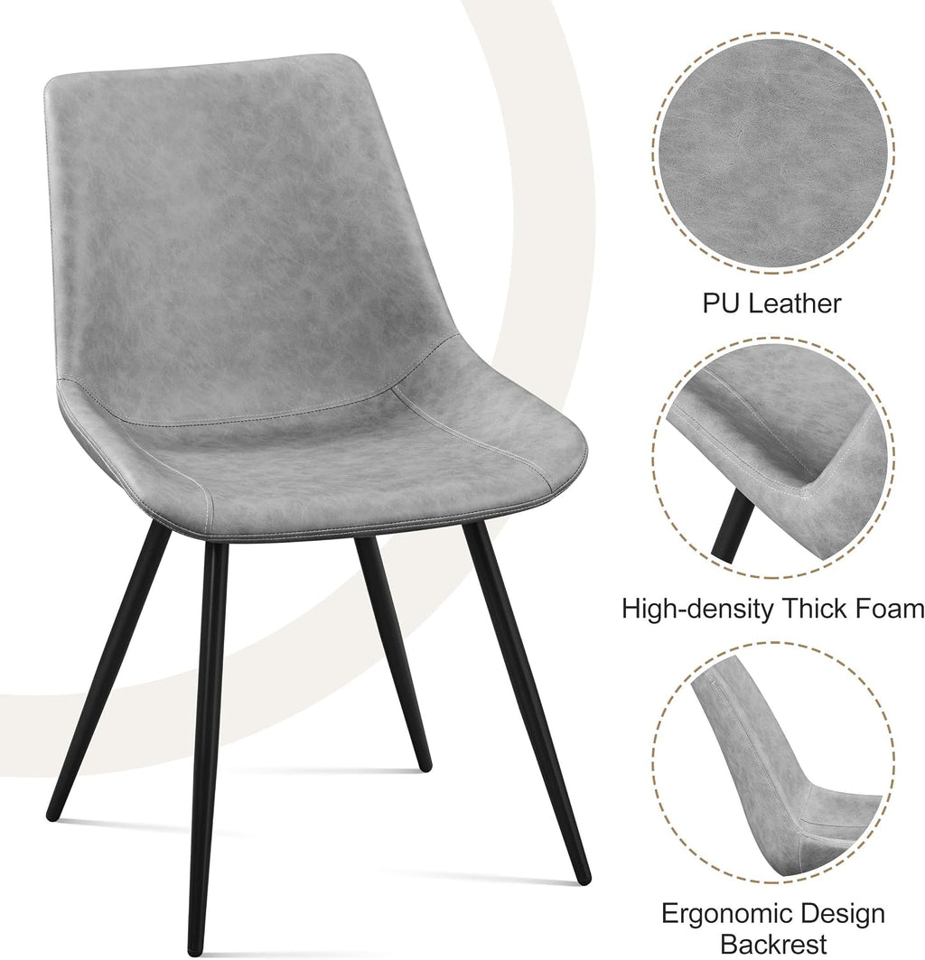 Yaheetech Dining Chairs Set of 2 Mid Century Modern Kitchen Chairs Gray