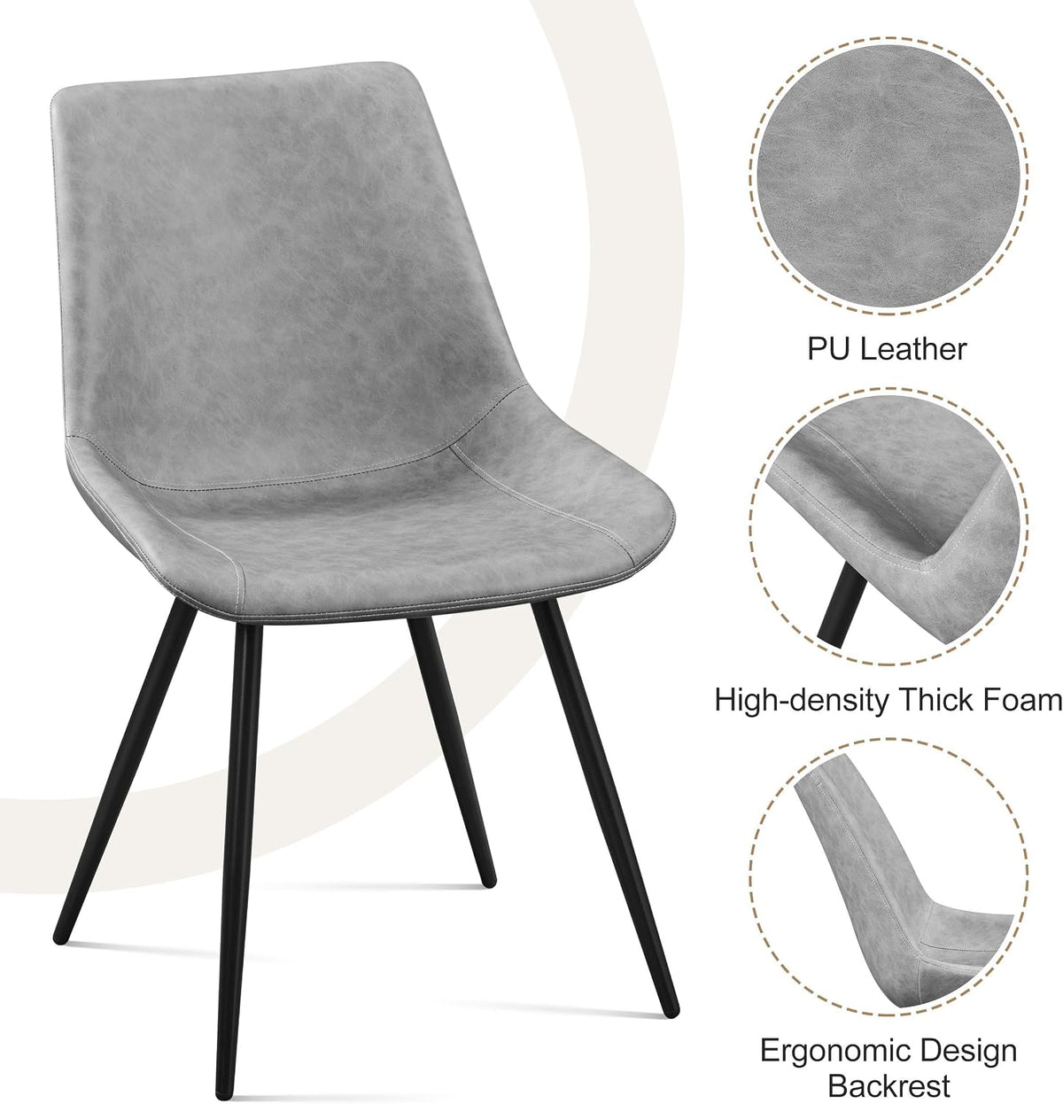 Yaheetech Dining Chairs Set of 2 Mid Century Modern Kitchen Chairs Gray