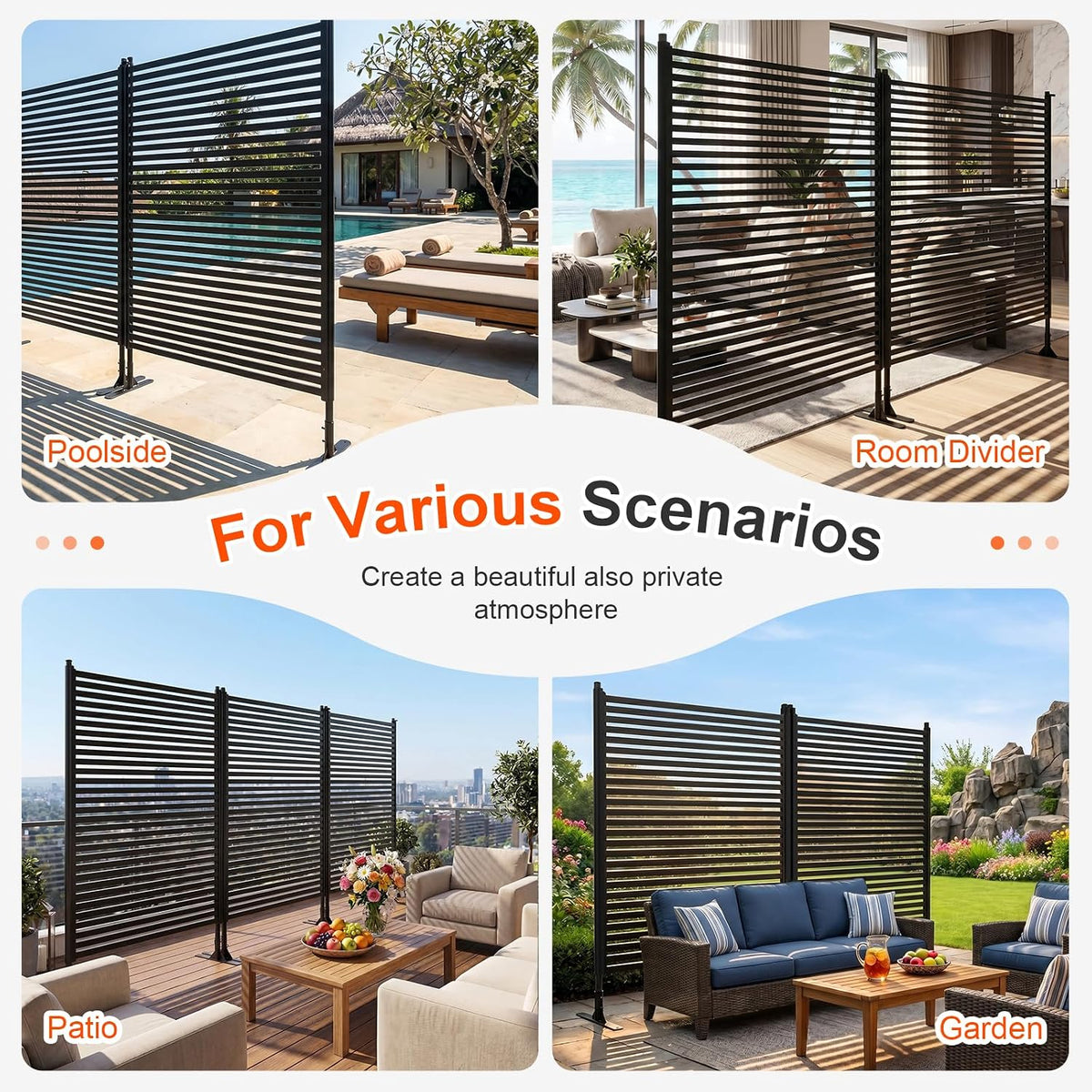70.87" H x 47.24" W Outdoor Privacy Screens, Metal Fence Privacy Screen