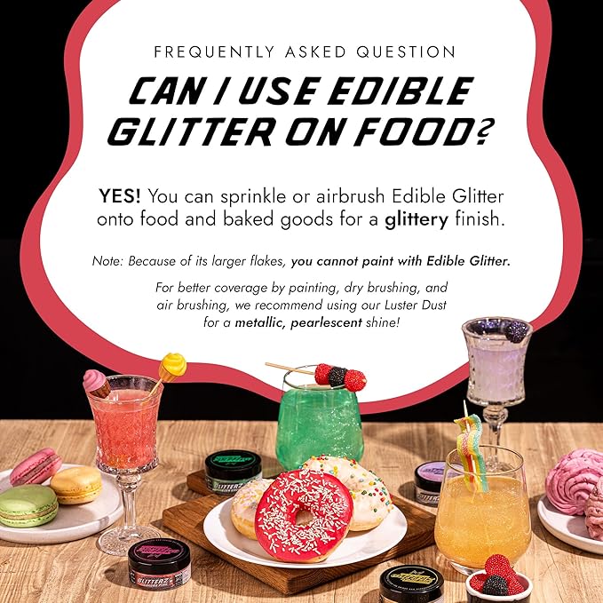 MONÉGASQUE Cherry Red Edible Glitter for Drinks 10g – Red Edible Glitter for Cakes & Cupcakes - Champagne & Cocktail Drink Shimmer Flakes - Halloween Food Decorating Sprinkles & Cake Decorations Spray