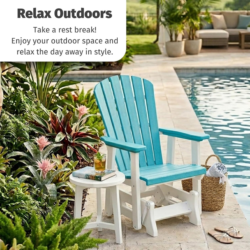 DutchCrafters Slat Fan Back Poly Adirondack Glider Outdoor Patio Chair (Tudor Brown & Cedar)