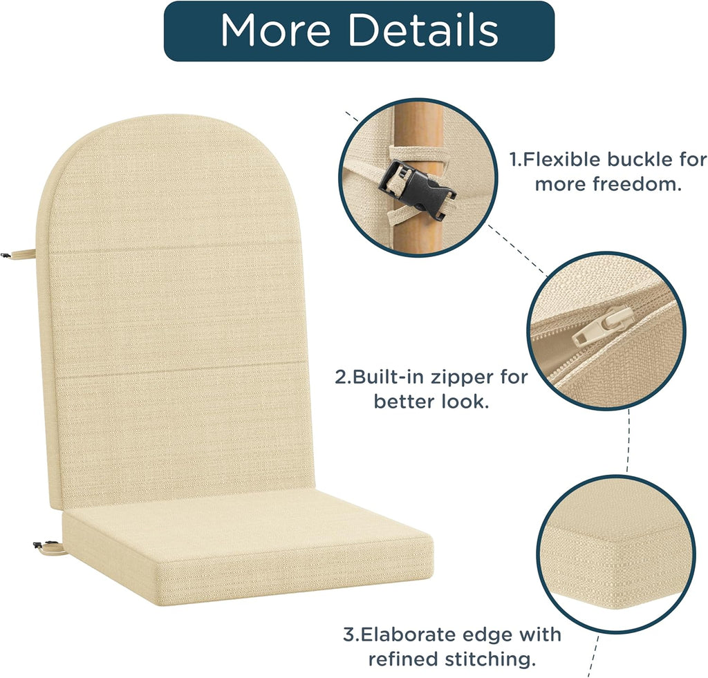 Codi Large Rocking Chair Cushion for Adirondack Chairs, Beige, 1 Pack