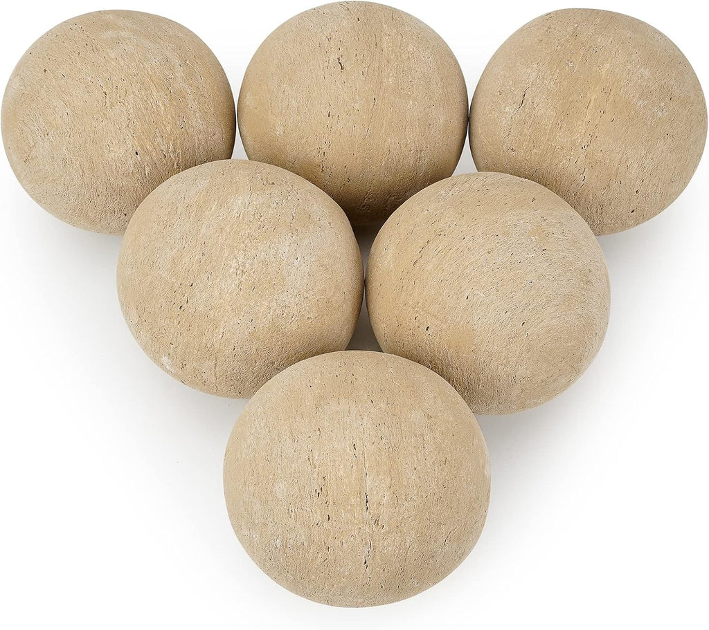 Stanbroil 5 Inch Ceramic Fireplace Balls, Set of 6, Beige