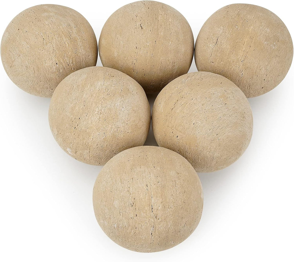 Stanbroil 5 Inch Ceramic Fireplace Balls, Set of 6, Beige