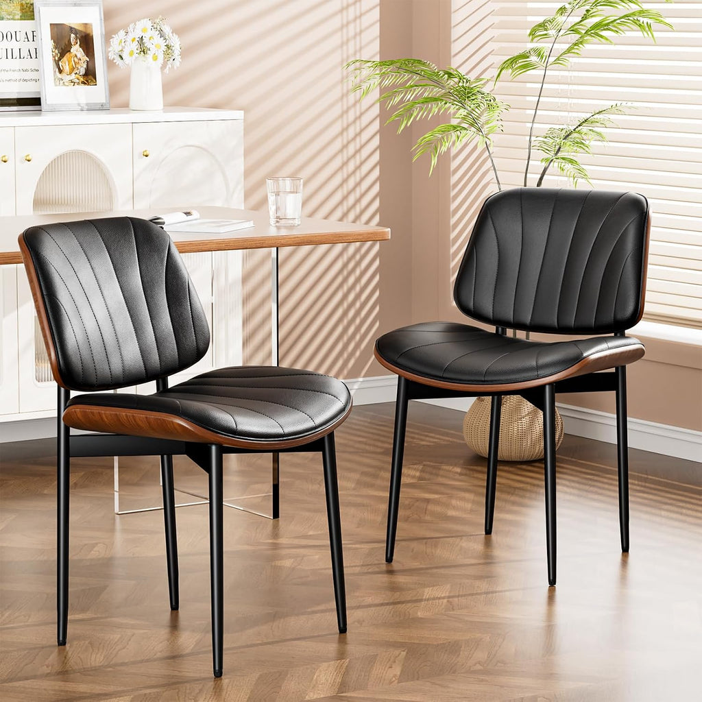YaFiti Dining Chairs Set of 2, Mid Century Modern PU Leather Kitchen Chairs