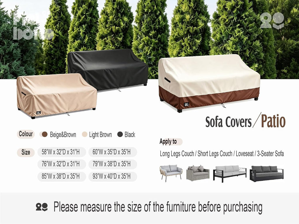 3-Seater Outdoor Sofa Cover, 76Wx32Dx31H inches Outdoor Furniture Covers Waterproof,100% Waterproof Heavy Duty Patio Furniture Covers,Beige&Brown Modern Style Outdoor Couch Cover