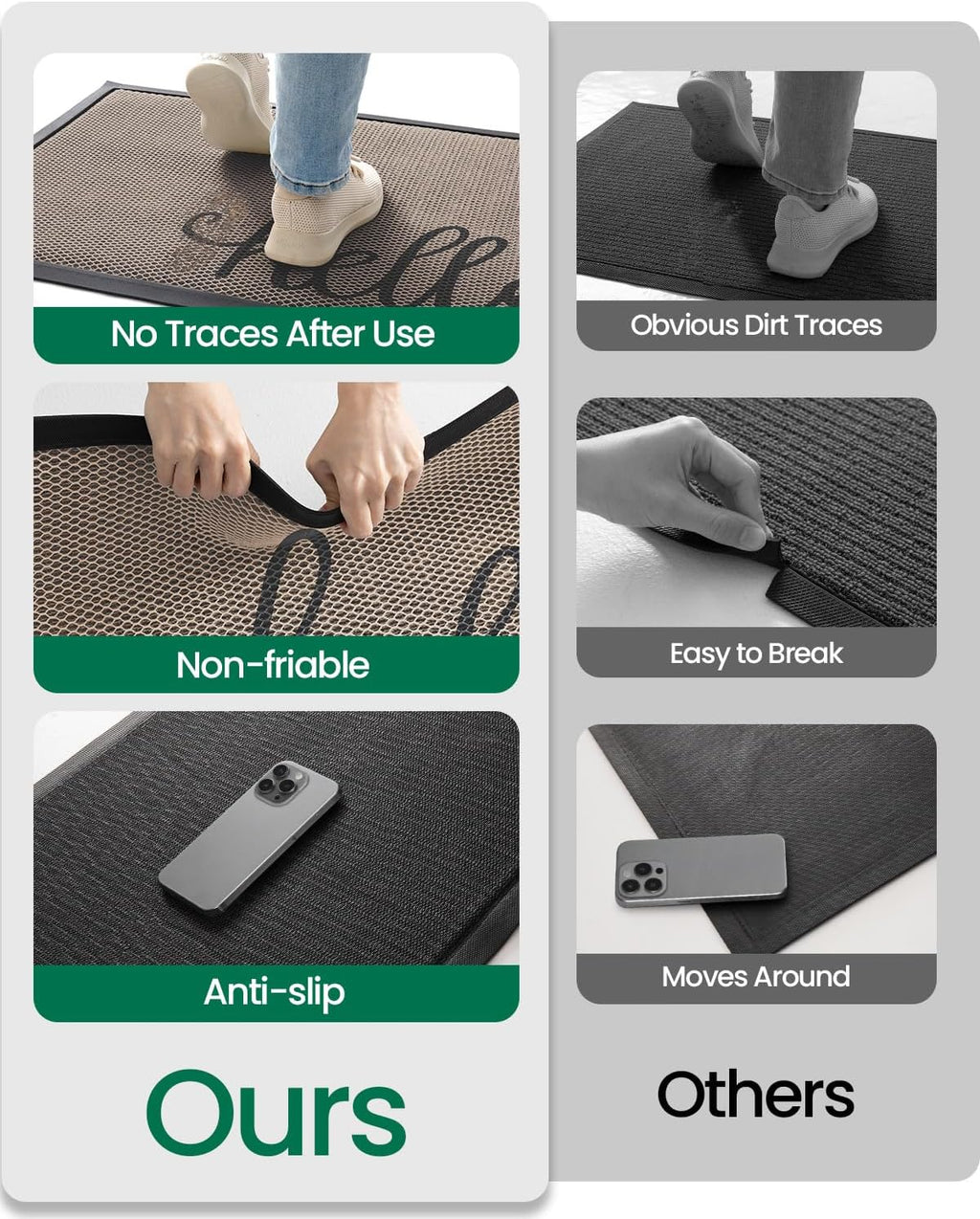 LUMI Outside Welcome Door Mat 24x36, Non-Slip Durable Rubber Easy Clean