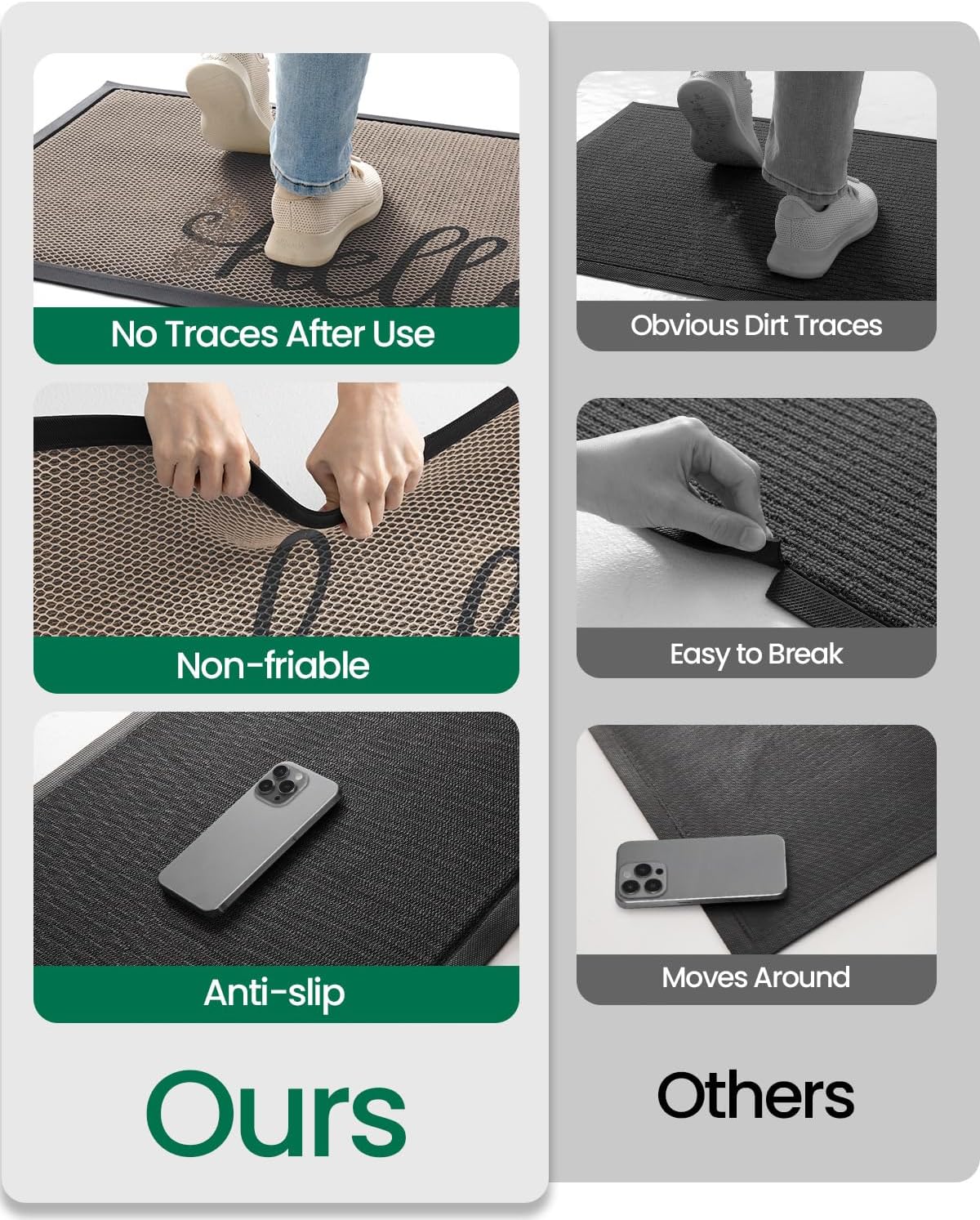 LUMI Outside Welcome Door Mat 24x36, Non-Slip Durable Rubber Easy Clean