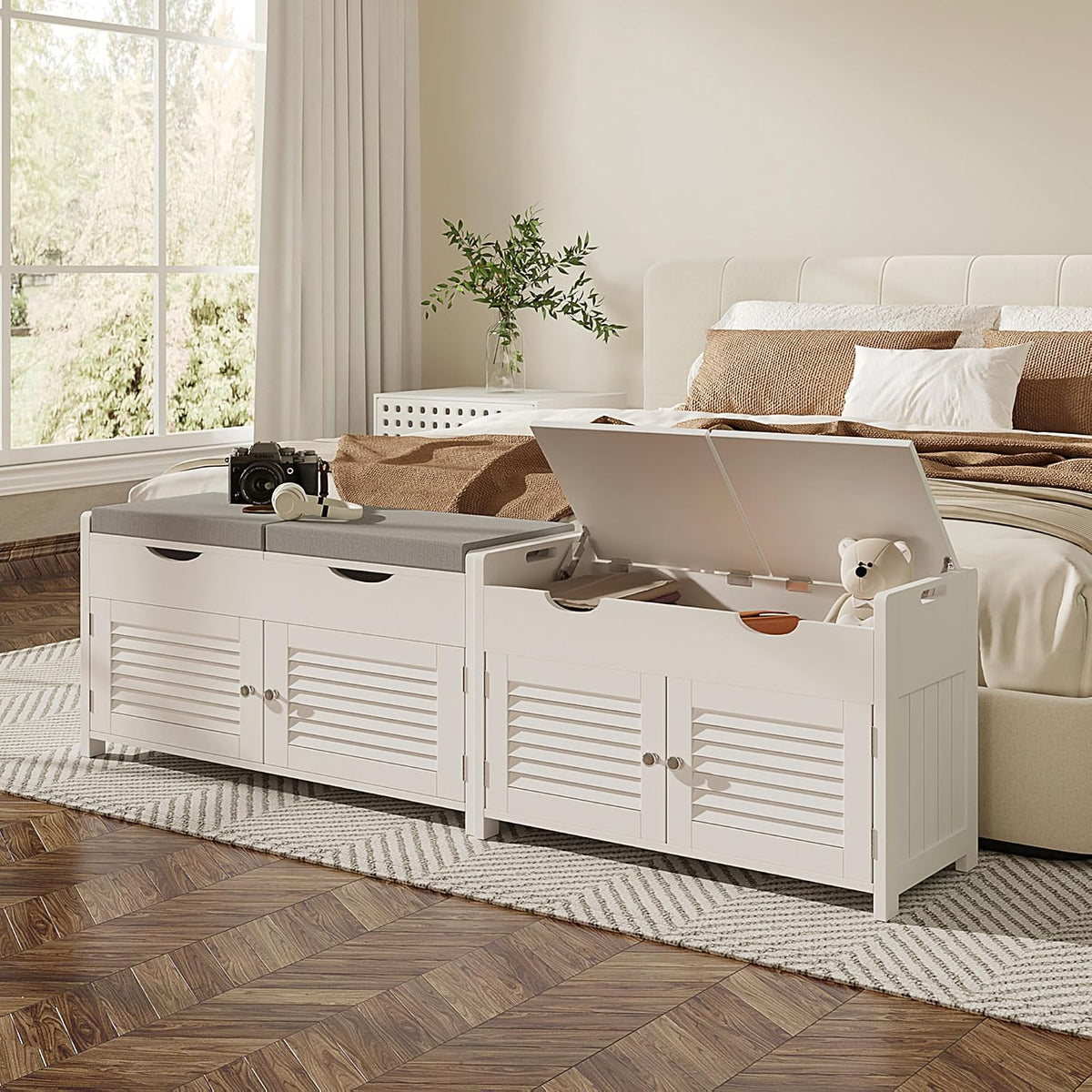 ChooChoo Shoe Storage Bench with Lift Top Storage & Cushioned Seats