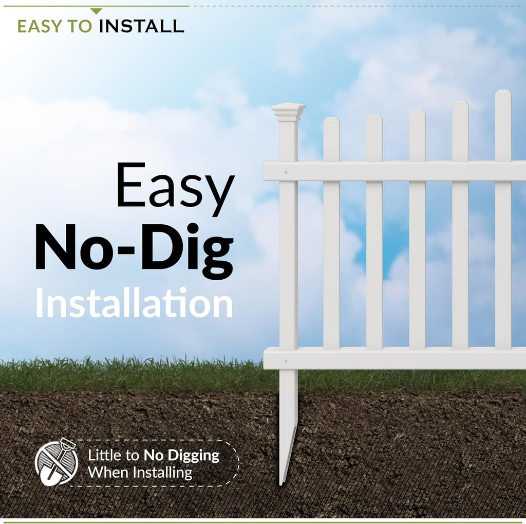 Zippity Ashley Corner Picket Fence, White Vinyl DIY No Dig Kit