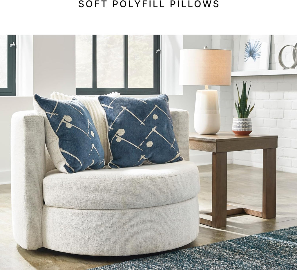 Signature Design by Ashley Oversized Round Swivel Accent Chair, Ivory