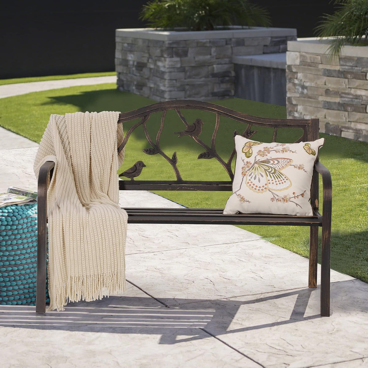 sophia & william 50 inches outdoor bench for, side view