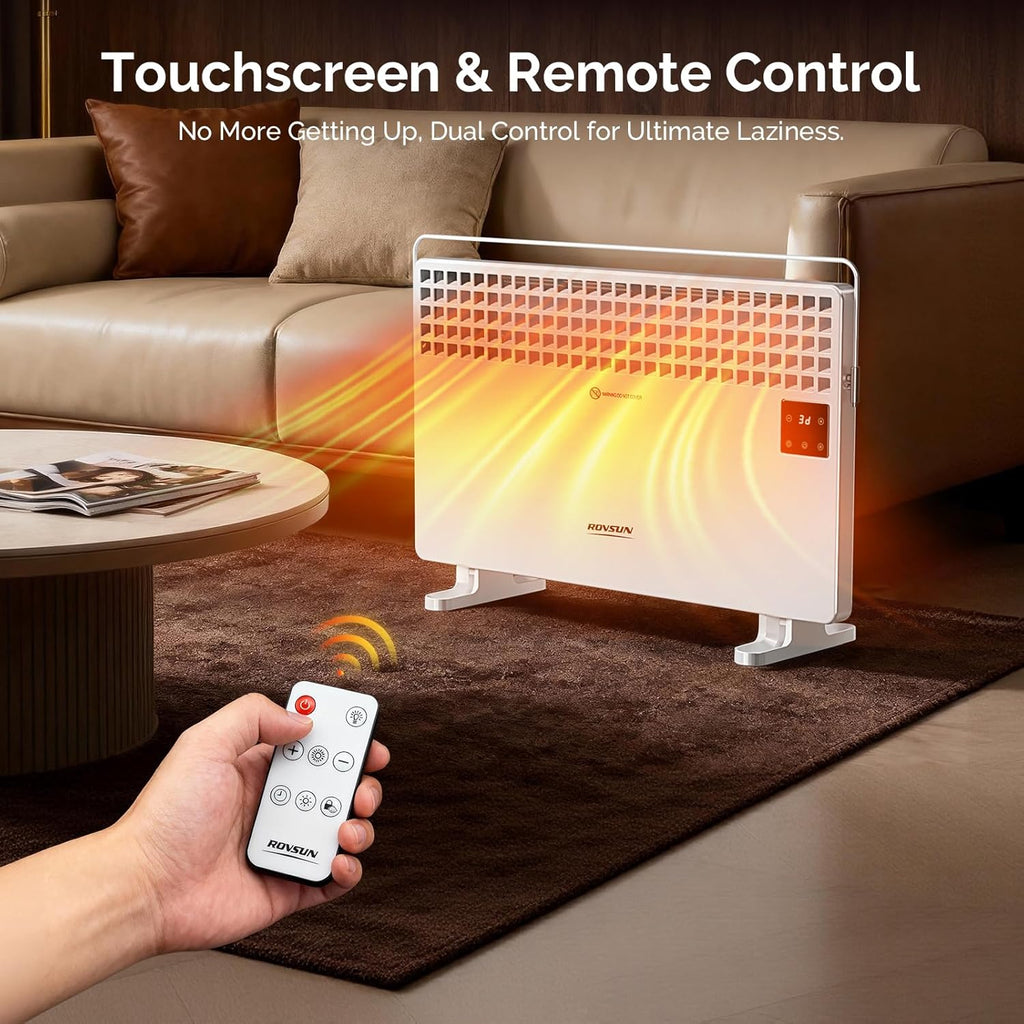 ROVSUN 1500W Panel Heater with Remote Control, 2-in-1 Electric Panel Space Heater with Clothes Rack, LCD Touch Screen & Temperature Adjustment, for Indoor Use, Bedroom, Office, Home, 2 Packs