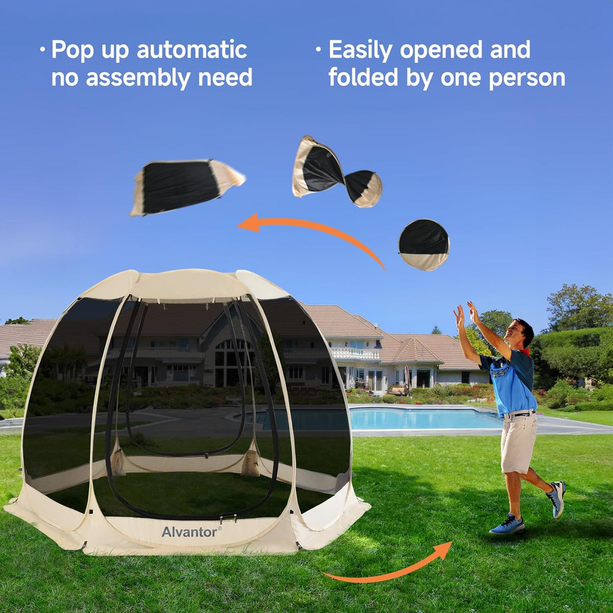 alvantor pop up screen house tent, instant outdoor, close-up detail