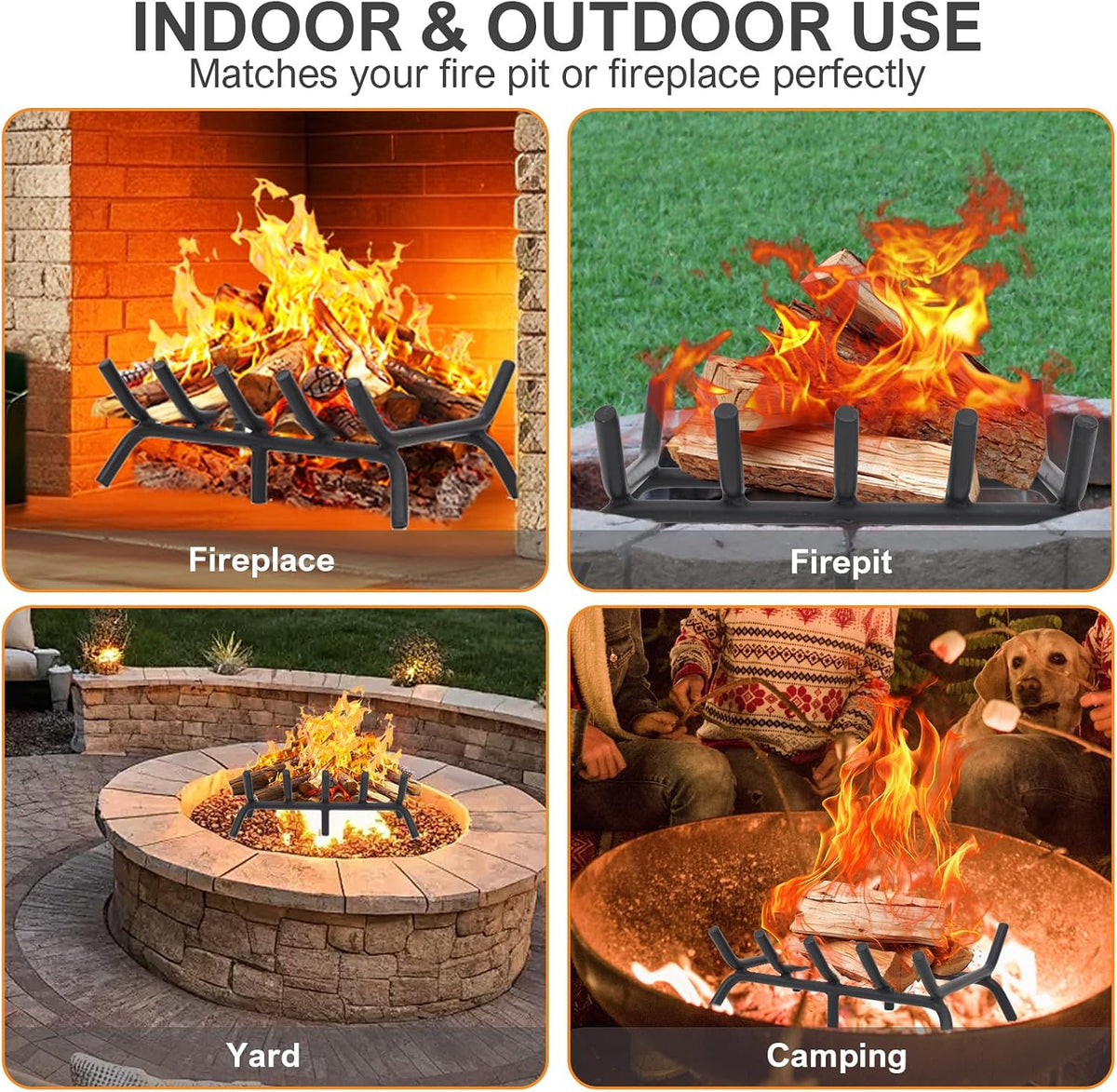 G GOOD GAIN Fireplace Log Grate 17 inch Heavy Duty for Stove Indoor Hearth