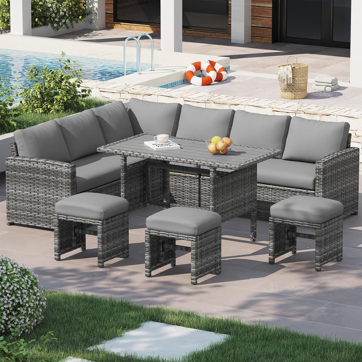U-MAX Patio Furniture Set, 7 Pieces Outdoor Sectional Sofa Conversation Set