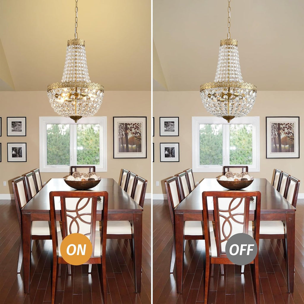 Mini French Country Crystal Vintage Small Brass Chandelier Lighting