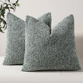 DEZENE Striped Throw Pillow Covers 20x20 Set of 2 Green Textured Boucle Chic Morden Boho Accent Farmhouse Square Decorative Couch Pillow Covers for Home Decor Bed Sofa Living Room