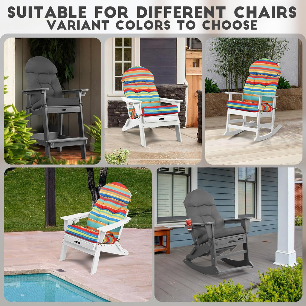 FUNBERRY Adirondack Chair Cushions Set of 2, Cushions for Rocker with Ties